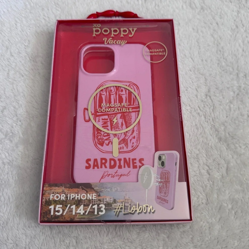 XO Poppy Lisbon Sardines MagSafe for iPhone 15 14 13 Case Pink NIP